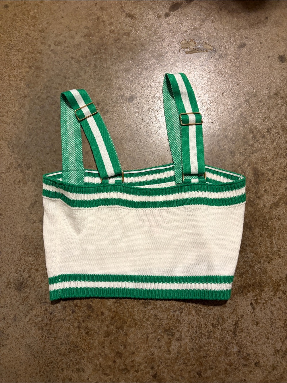 Show Me Your MuMu White Crop Top with Green Striped Trim - Picture 2 of 2